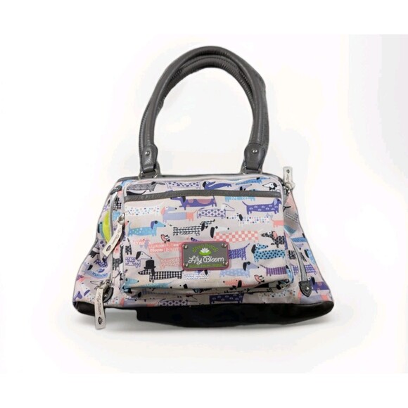 Lily Bloom Handbags - Lily Bloom Maggie Satchel Dachshund Dog Print Pastel Retired